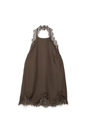 Dark Brown Top med blondedetaljer