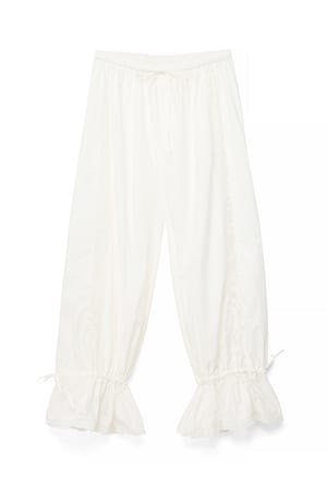 Offwhite Lace Insert Detail Balloon Trousers