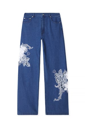 Dark Blue Jeans med blondedetaljer