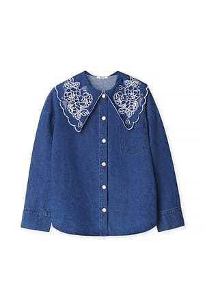 Dark Blue Skjorta i denim med spettdetalj