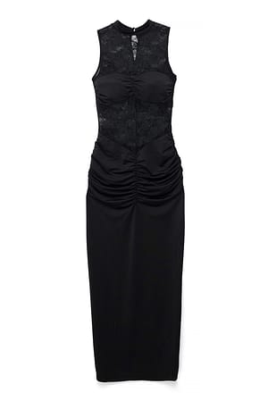 Black Lace Detail Maxi Dress