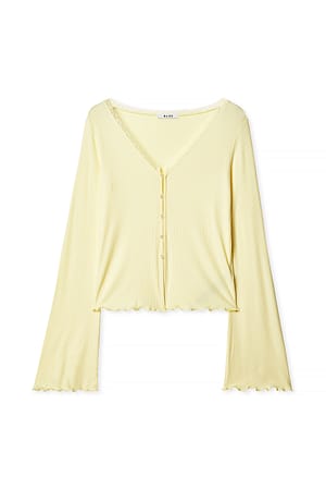 Light Yellow Lace Detail Rib Top