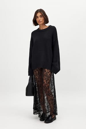 Black Lace Maxi Skirt