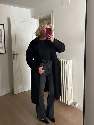 Dark Grey Utsvängda jeans med hög midja