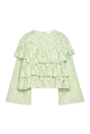 Light Green Layered Flounce Blouse