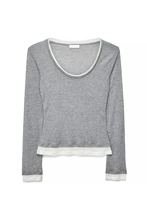 Grey Melange Top met lange mouwen