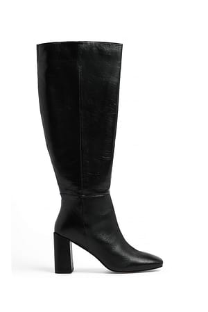 Black Kniehohe Lederstiefel