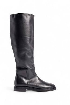 Black Leder-Reitstiefel