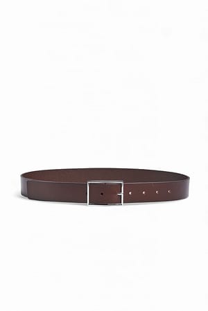 Chocolate Brown Leather Squared Buckle Belt