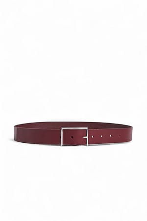 Burgundy Leather Squared Buckle Belt