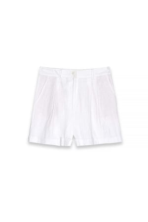 White Kurze Leinenhose