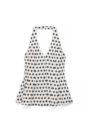 All Over Print Linen Lyocell Blend Halterneck Vest Top