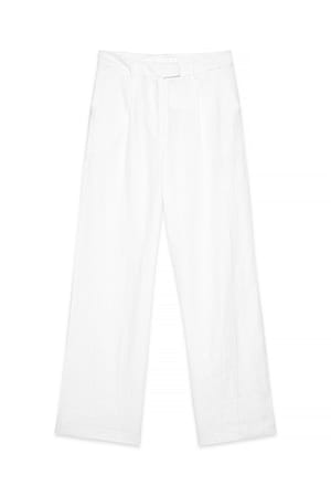 White Leinenhose mit weiten Beinen