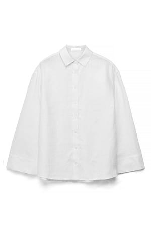 White weite Leinenbluse