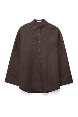 Brown weite Leinenbluse