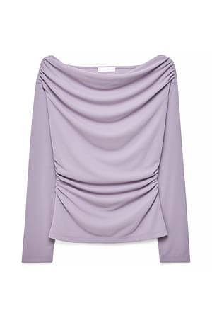 Lilac Long Sleeve Draped Jersey Top