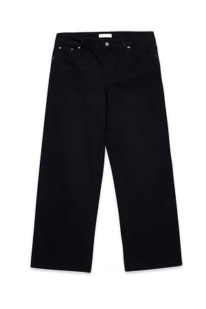 Washed Black Lockere lange Hüftjeans