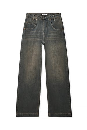 Dark Blue Løstsittende denim med lommedetaljer