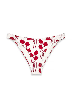 White Tulip Pattern Low-Cut-Bikini-Höschen