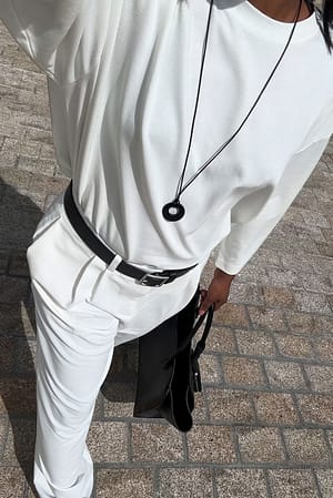 White Langermet t-skjorte