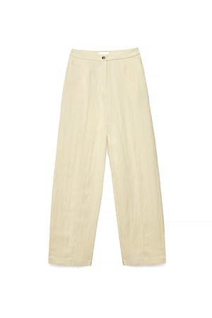 Light Yellow Mid Waist Lyocell Blend Pants