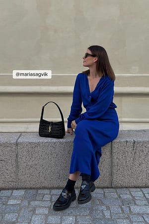 Dark Blue Gebreid cropped vest