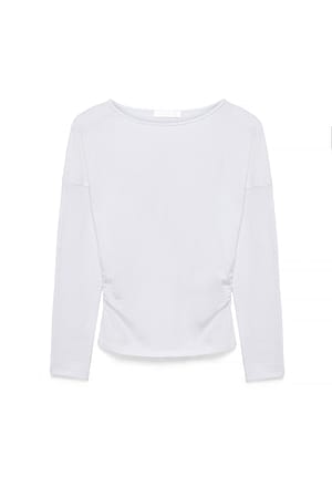 White langärmeliges Jersey-Oberteil mit markierter Taille