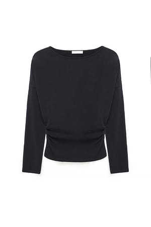 Black langärmeliges Jersey-Oberteil mit markierter Taille