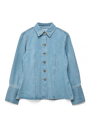 Light Blue Camisa vaquera con cintura marcada