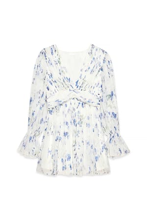 Blue Print Marked Waist Mini Dress