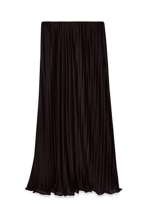 Brown Maxi Pleated Skirt