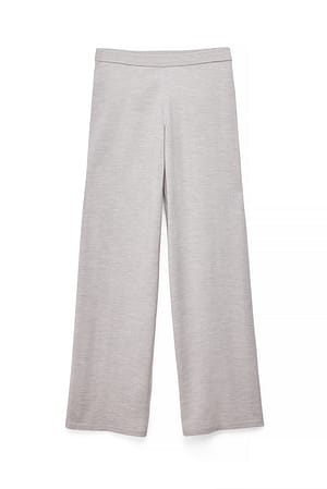 Grey Merino Wool Knitted Mid Waist Pants