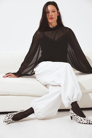 Black Cape-Top aus Mesh