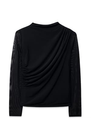 Black drapiertes Mesh-Top