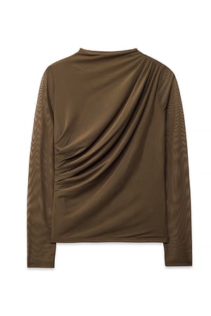 Brown drapiertes Mesh-Top