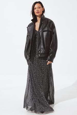 Black/White dots Fließendes Kleid aus Mesh