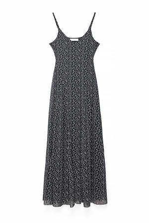 Black/White dots Mesh Flowy Dress