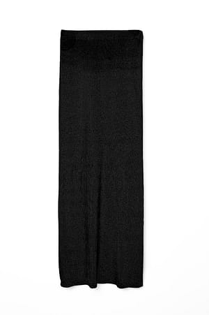 Black Metallic Knitted Maxi Skirt