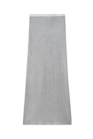 Silver Gebreide maxirok in metalliclook