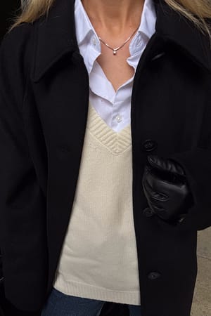 Offwhite Pull oversize en maille de laine à col en V
