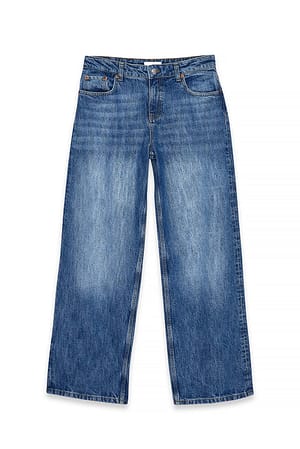 Mid Blue Baggy-Jeans mit mittlerer Taille