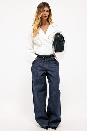 Navy Baggy-Jeans mit mittlerer Taille