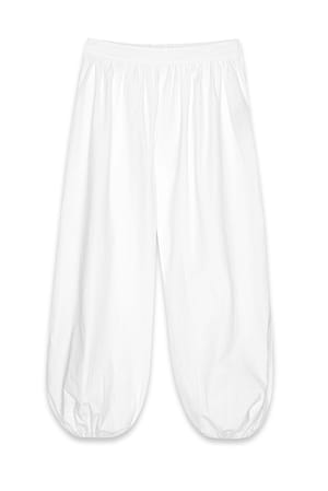 White Mid Waist Balloon Pants