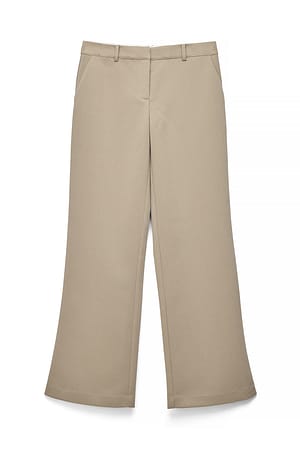 Taupe Mid Waist Flared Twill Pants