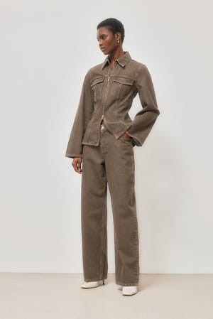 Washed Brown Baggy-Jeans mit mittlerer Taille