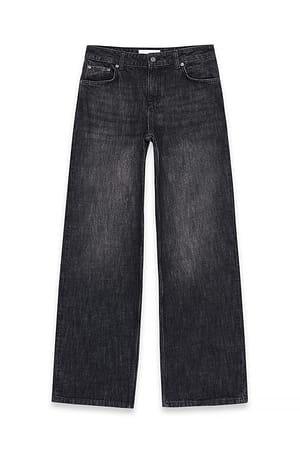 Dark Grey Baggy-Jeans mit mittlerer Taille