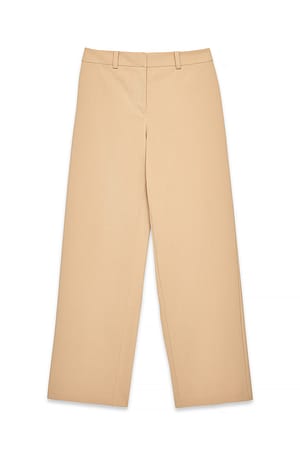 Camel Straight Mid Waist Trousers