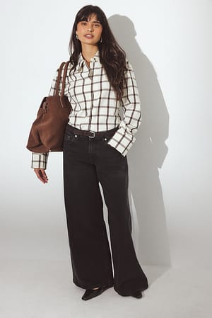 Dark Grey Jean taille mi avec empiècements