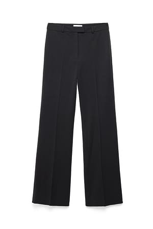 Black Mid Waist Slim Leg Pants