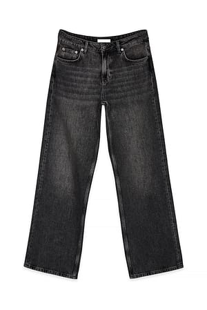 Dark Grey Mid Waist Soft Denim